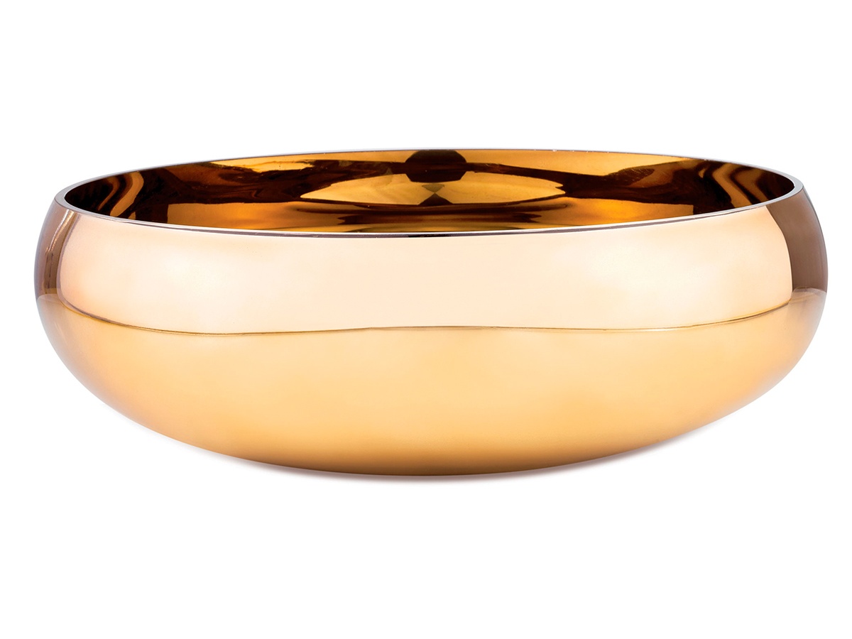 Centro De Mesa De Vidro Redondo Cor Dourado 12 x 39 cm 