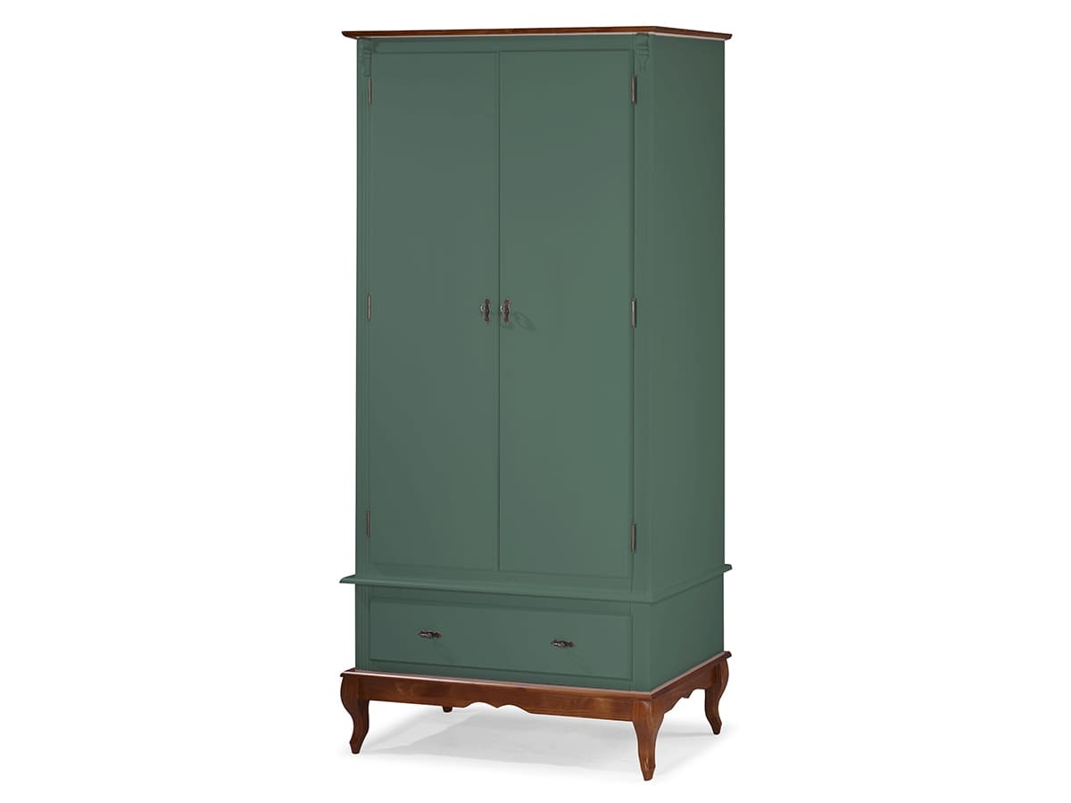  Roupeiro Linz 02 Portas 205 x 100 x 50 cm (A x L x P) - Cor Imbuia Glazer - Verde Musgo