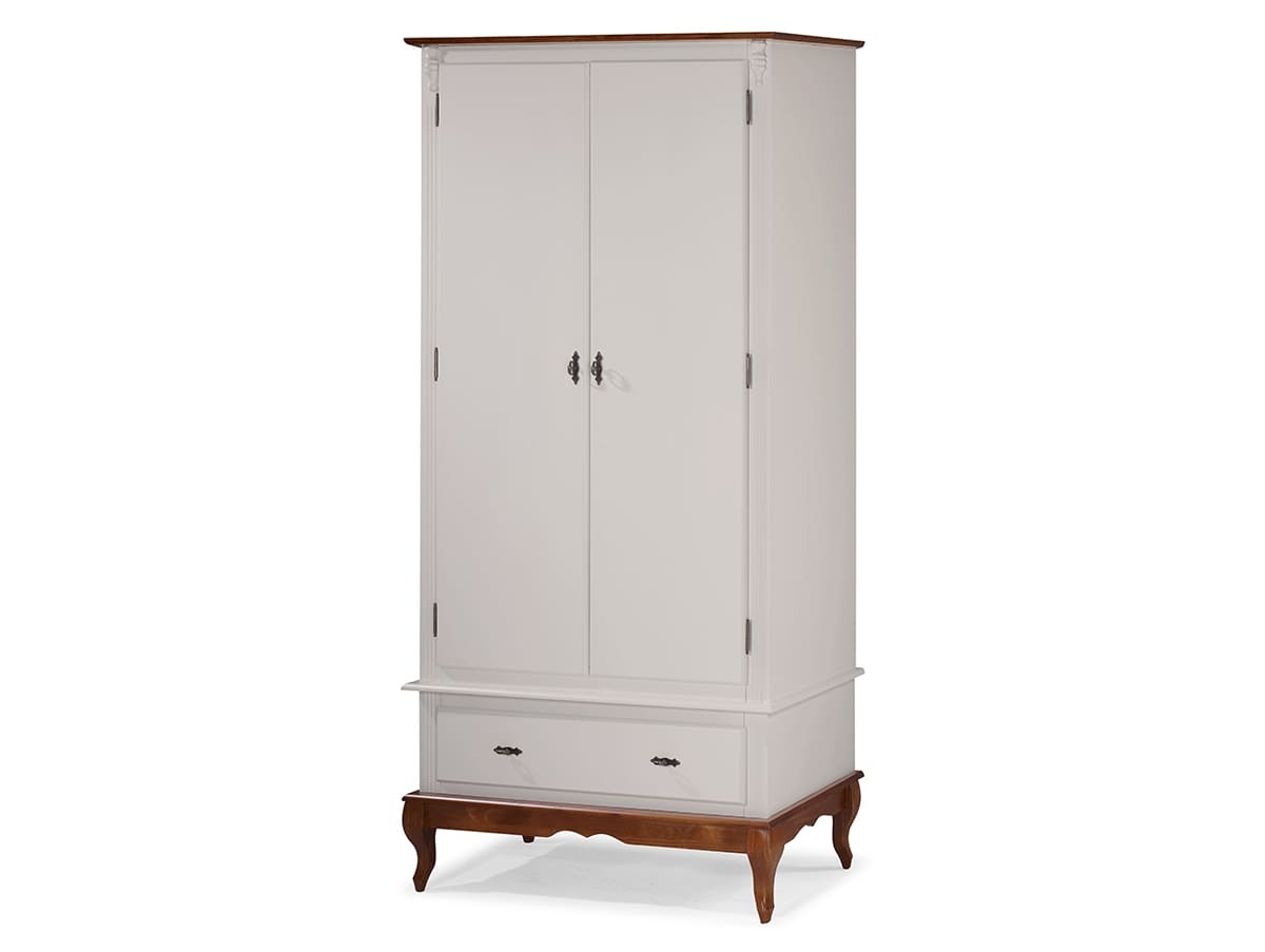  Roupeiro Linz 02 Portas 205 x 100 x 50 cm (A x L x P) - Cor Imbuia Glazer - Off White