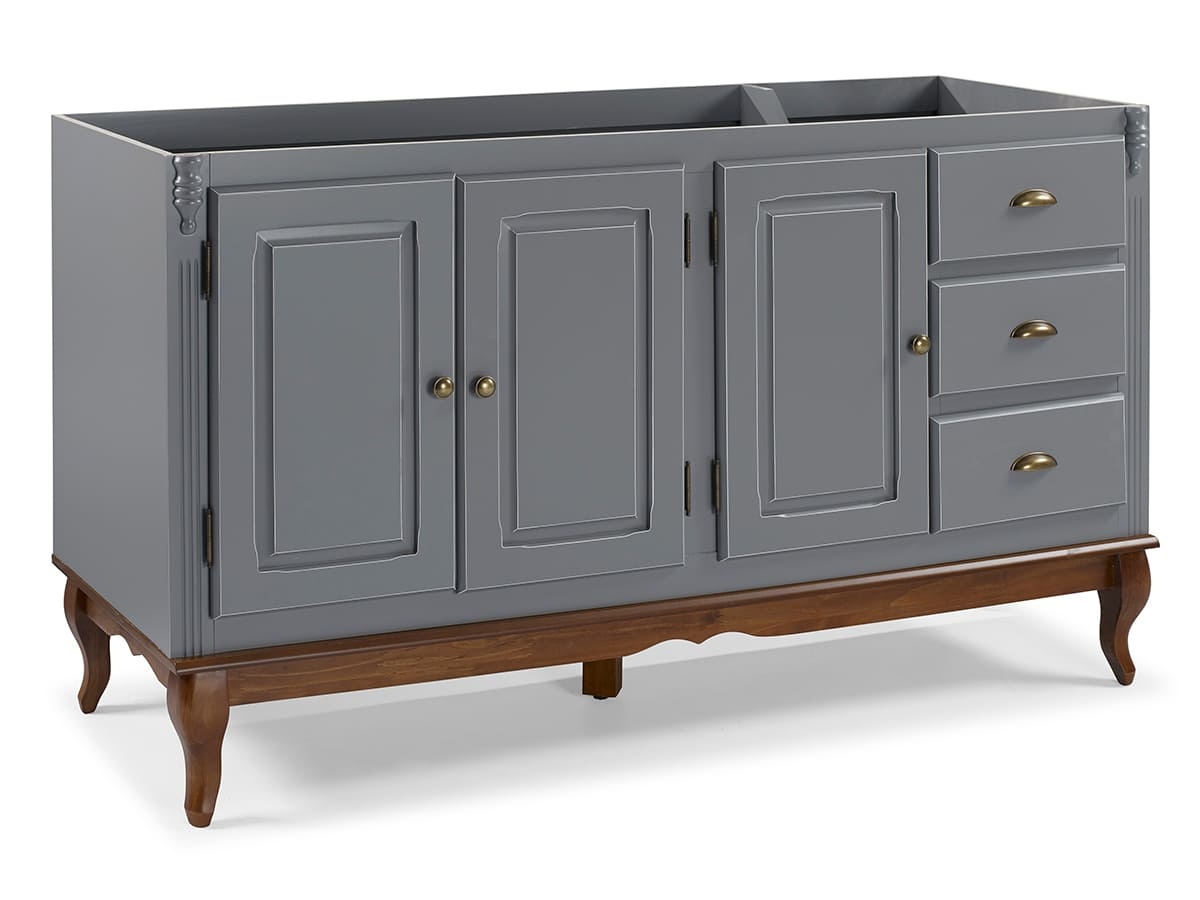 Balcão Para Pia Hanover Com Pés Luis XV 93 x 160 x 53 cm  (A x L x P) - Cor Cinza Escuro - Imbuia Glazer