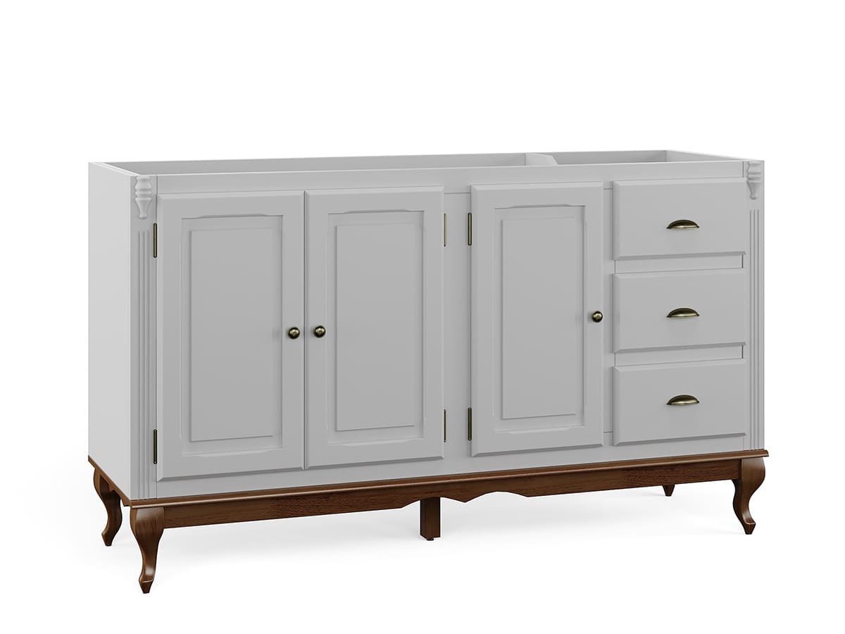 Balcão Para Pia Hanover Com Pés Luis XV 93 x 160 x 53 cm  (A x L x P) - Cor Branco - Imbuia Glazer