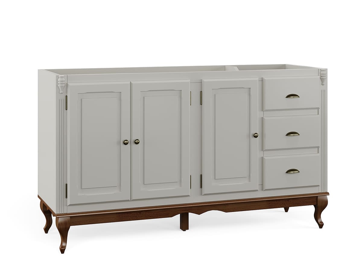 Balcão Para Pia Hanover Com Pés Luis XV 93 x 160 x 53 cm  (A x L x P) - Cor Offwhite - Imbuia Glazer