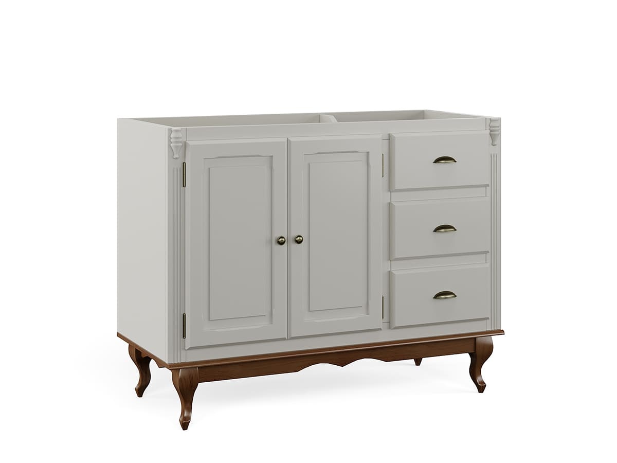 Balcão Para Pia Hanover Com Pés Luis XV 93 x 120 x 53 cm  (A x L x P) - Cor Offwhite - Imbuia Glazer