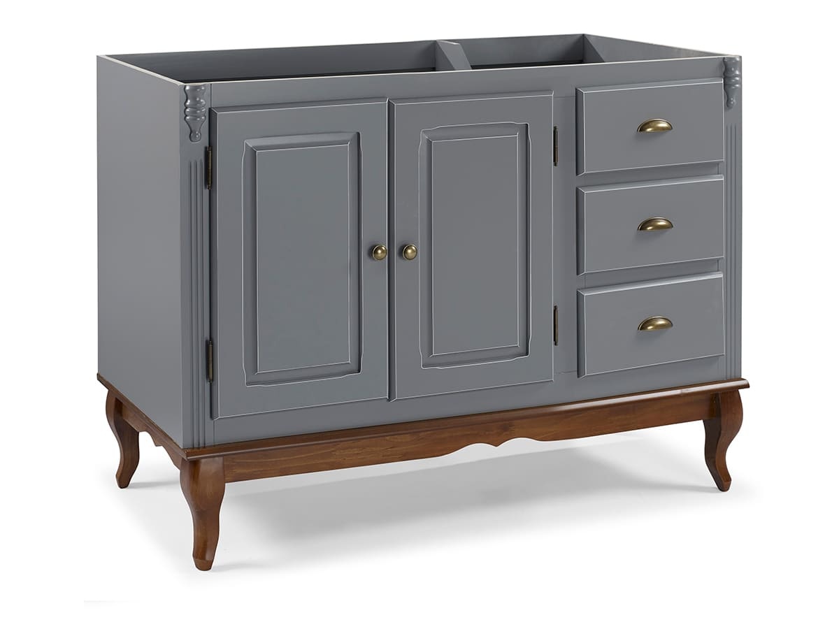 Balcão Para Pia Hanover Com Pés Luis XV 93 x 120 x 53 cm  (A x L x P) - Cor Cinza Escuro - Imbuia Glazer