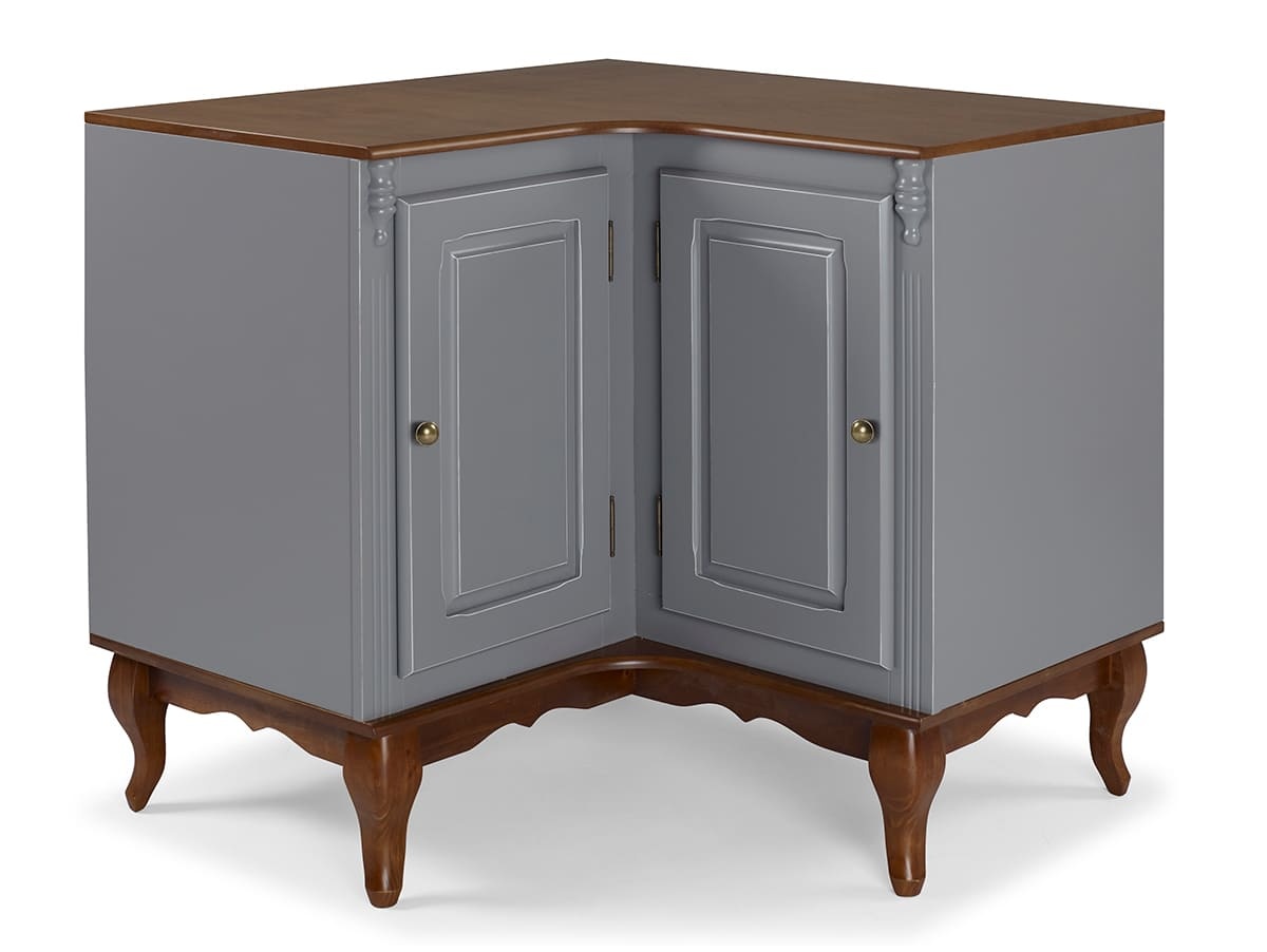 Balcão De Canto Hanover Pés Luis XV 2 Portas 95 x 97 x 53 cm (A x L x P) - Cor Cinza Escuro - Imbuia Glazer