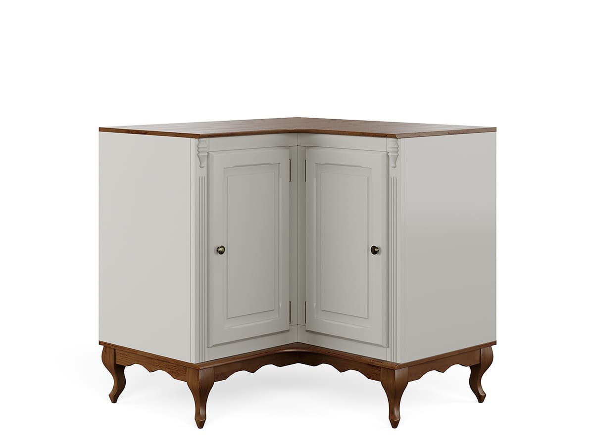 Balcão De Canto Hanover Pés Luis XV 2 Portas 95 x 97 x 53 cm (A x L x P) - Cor Offwhite - Imbuia Glazer