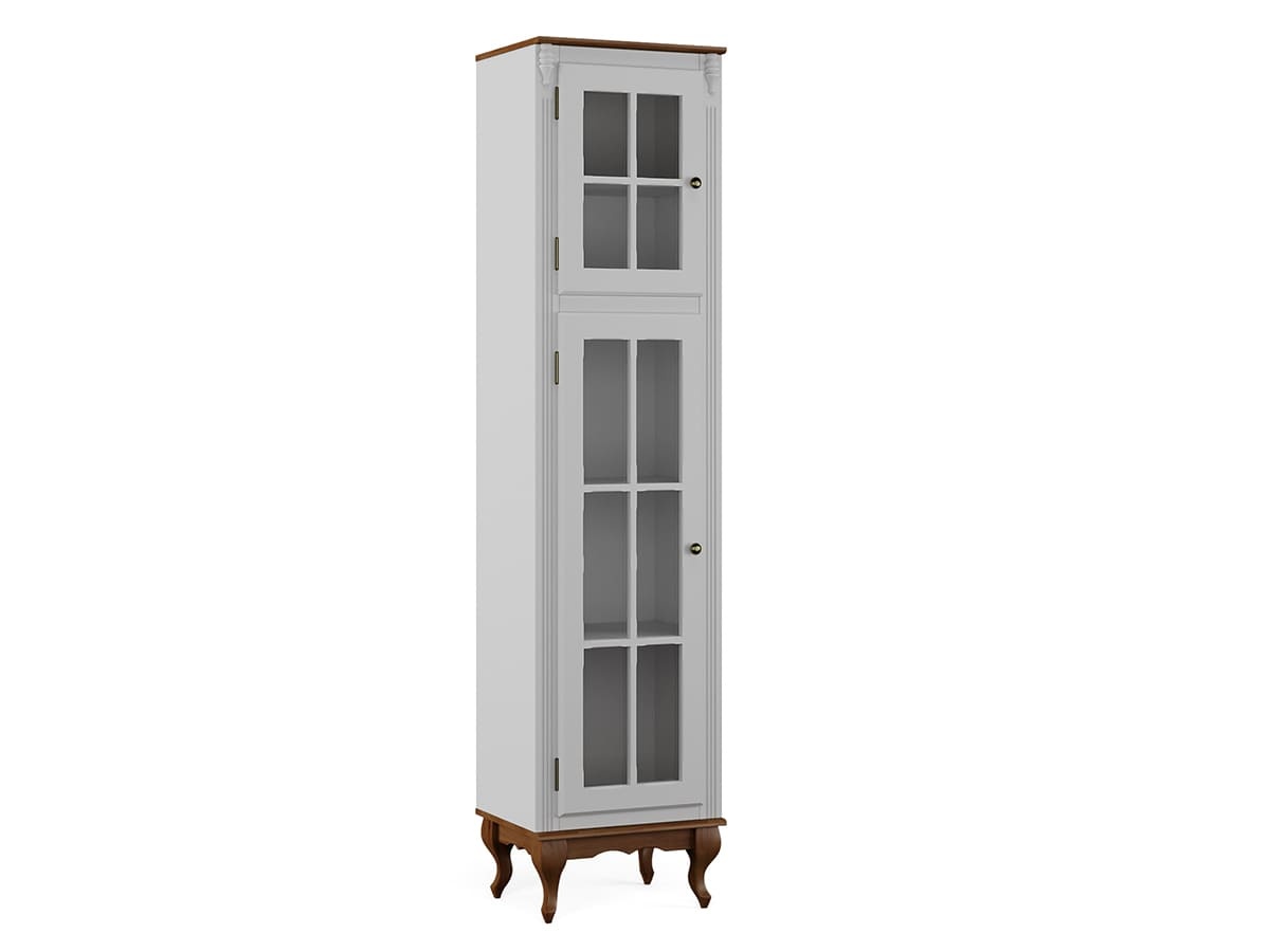 Paneleiro Hanover 2 Portas Com Vidro 205 x 48 x 40 cm (A x L x P) - Cor Branco - Imbuia Glazer