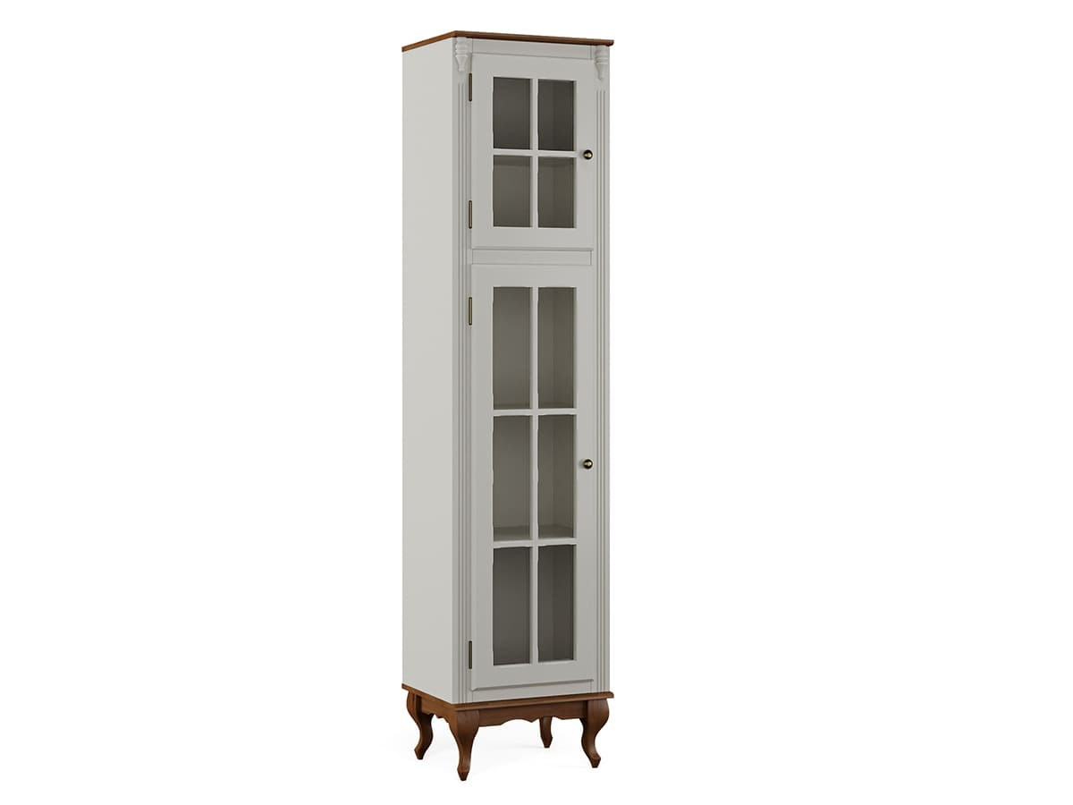 Paneleiro Hanover 2 Portas Com Vidro 205 x 48 x 40 cm (A x L x P) - Cor Offwhite - Imbuia Glazer