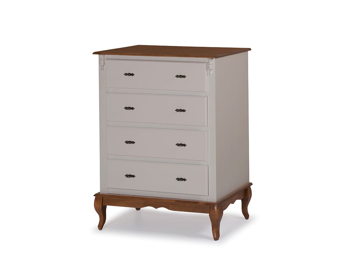 Cômoda De Madeira Linz 4 Gavetas 116 x 90 x 50 cm - Cor Offwhite - Imbuia Glazer