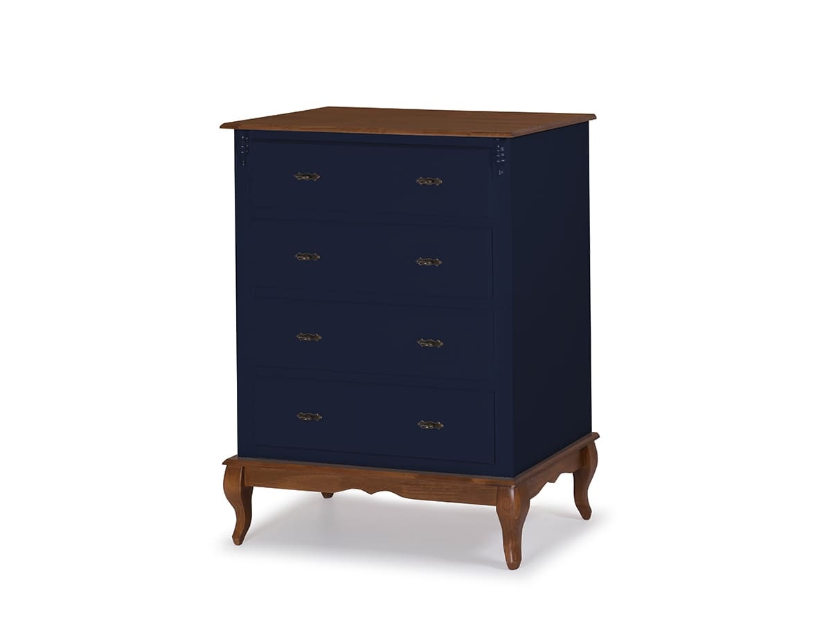 Cômoda De Madeira Linz 4 Gavetas 116 x 90 x 50 cm - Cor Azul Petróleo - Imbuia Glazer