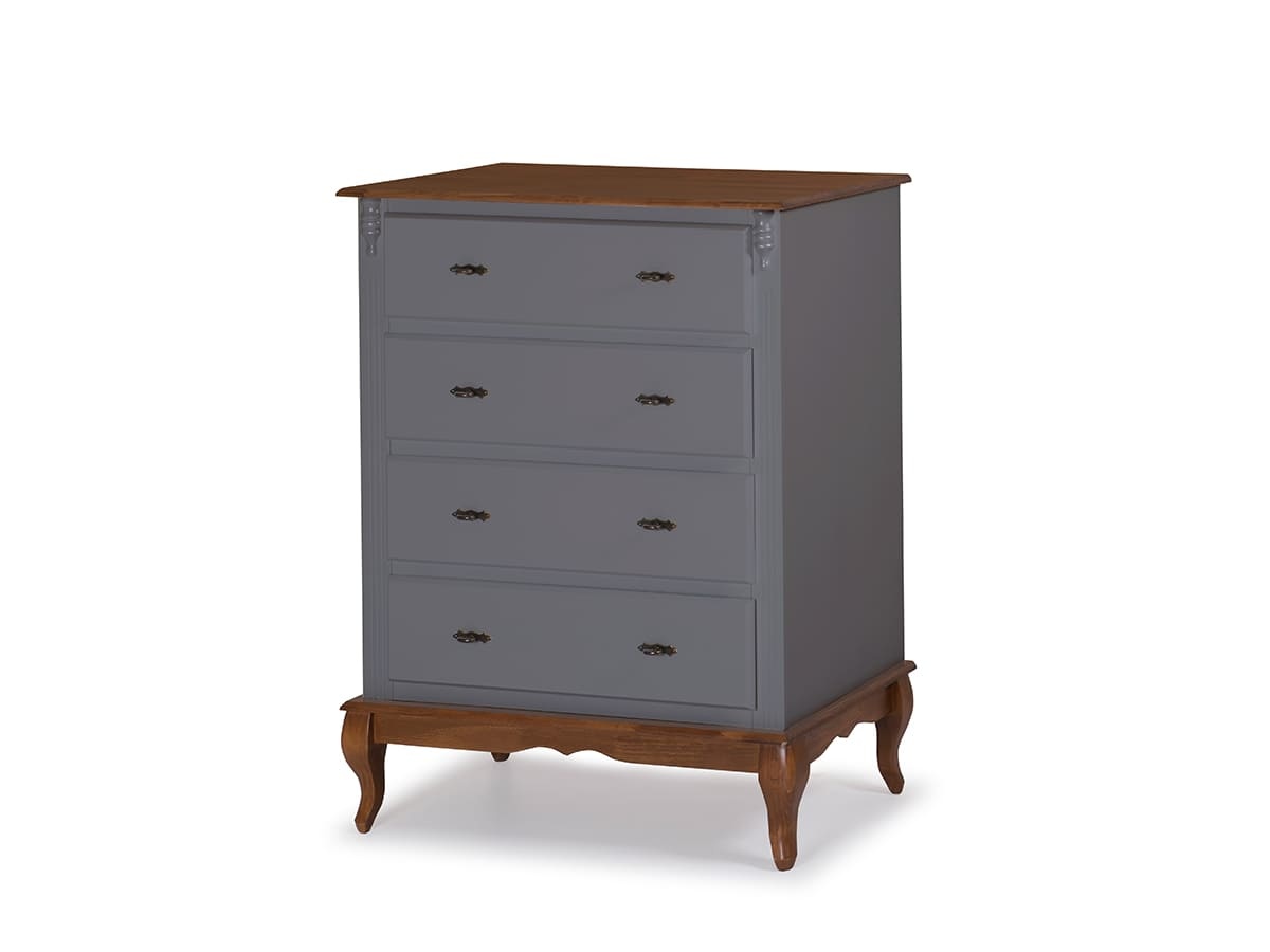 Cômoda De Madeira Linz 4 Gavetas 116 x 90 x 50 cm - Cor Cinza Escuro - Imbuia Glazer