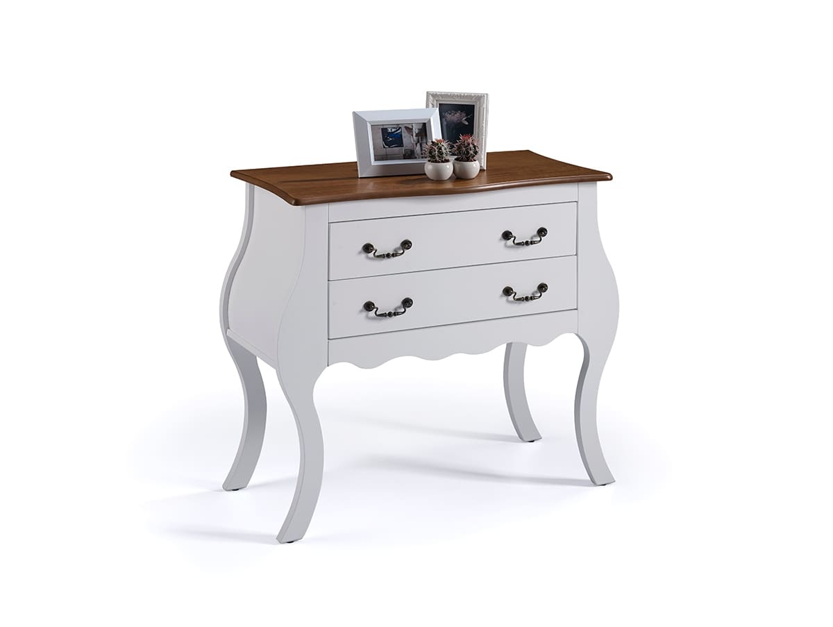 Cômoda Bombê Linz 2 Gavetas 81 x 89 x 40 cm (A x L x P) - Cor Branco - Imbuia Glazer 