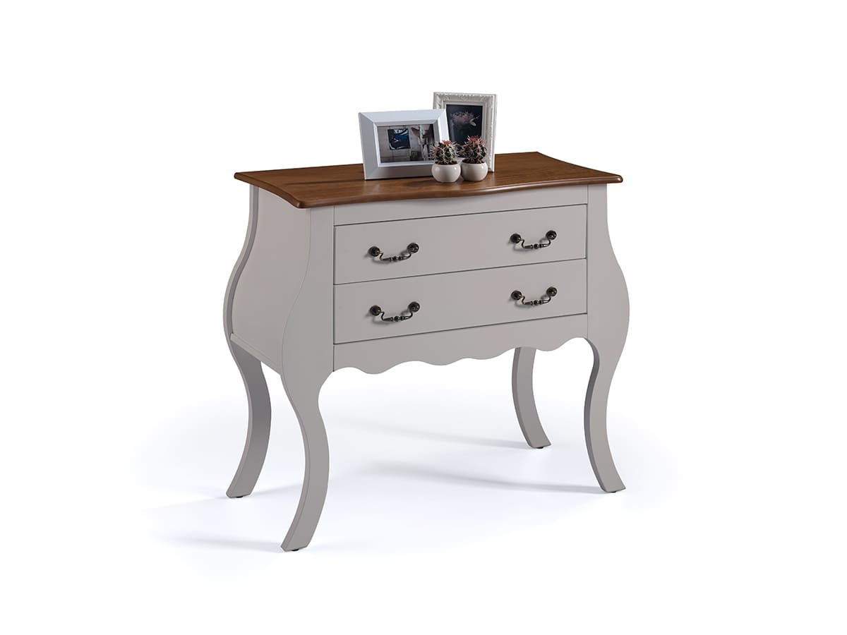 Cômoda Bombê Linz 2 Gavetas 81 x 89 x 40 cm (A x L x P) - Cor Offwhite - Imbuia Glazer 