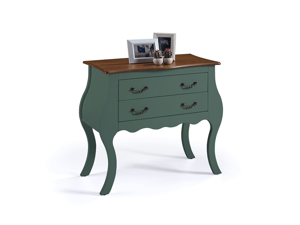 Cômoda Bombê Linz 2 Gavetas 81 x 89 x 40 cm (A x L x P) - Cor Verde Musgo - Imbuia Glazer 