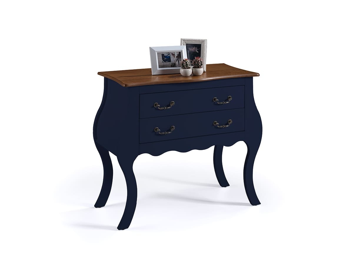 Cômoda Bombê Linz 2 Gavetas 81 x 89 x 40 cm (A x L x P) - Cor Azul Petróleo - Imbuia Glazer 