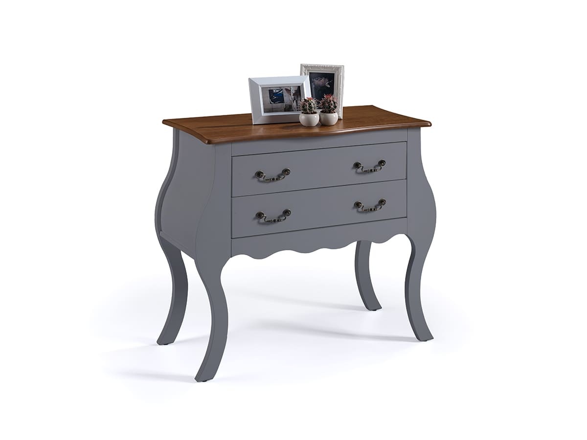 Cômoda Bombê Linz 2 Gavetas 81 x 89 x 40 cm (A x L x P) - Cor Cinza Escuro - Imbuia Glazer 