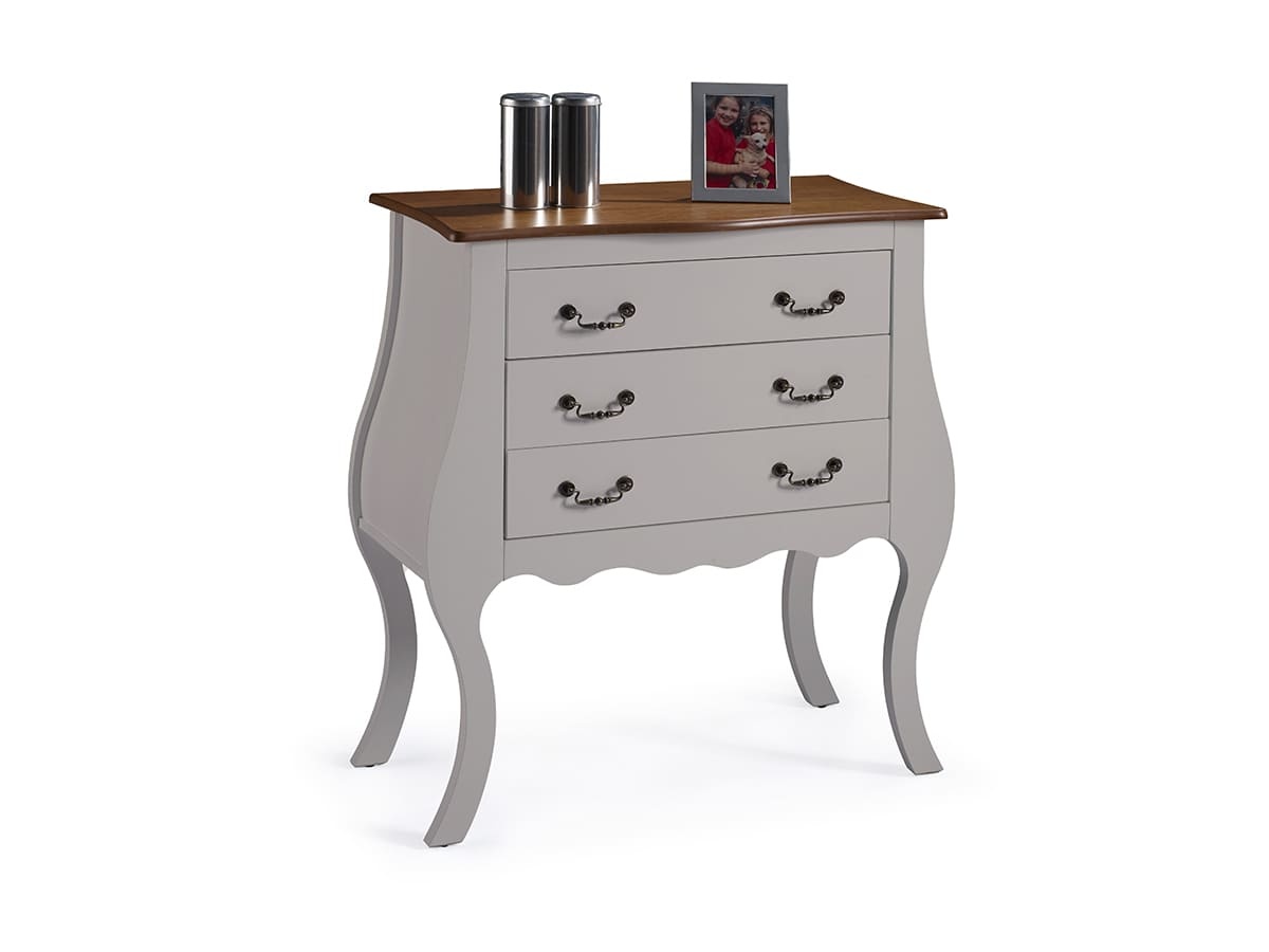 Cômoda Bombê Linz 3 Gavetas 96 x 90 x 40 cm (A x L x P) - Cor Offwhite - Imbuia Glazer 