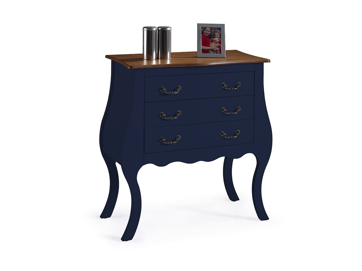 Cômoda Bombê Linz 3 Gavetas 96 x 90 x 40 cm (A x L x P) - Cor Azul Petróleo - Imbuia Glazer 