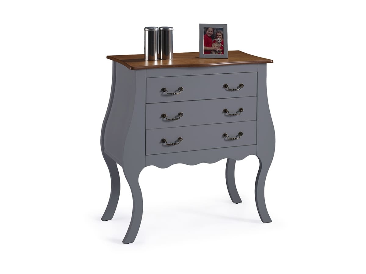 Cômoda Bombê Linz 3 Gavetas 96 x 90 x 40 cm (A x L x P) - Cor Cinza Escuro - Imbuia Glazer 