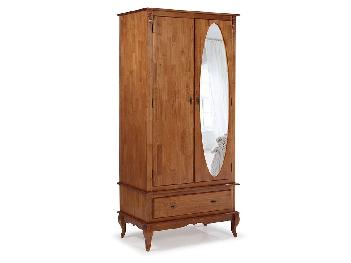 Roupeiro Linz 02 Portas Com Vidro 205 x 100 x 50 cm (A x L x P) - Cor Imbuia Glazer