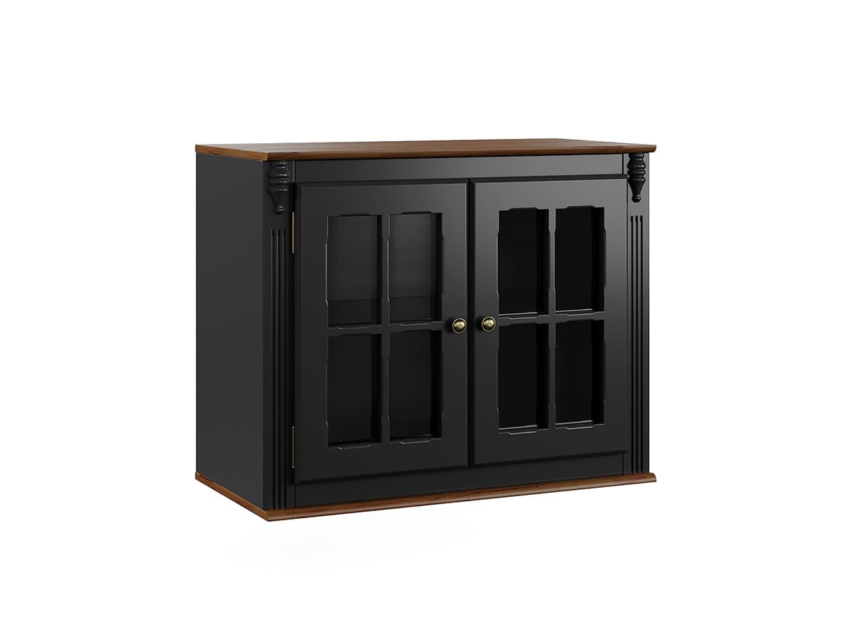 Armário Aéreo Hanover 2 Portas 65 x 80 x 40 cm (A x L x P) - Cor Preto - Imbuia Glazer 