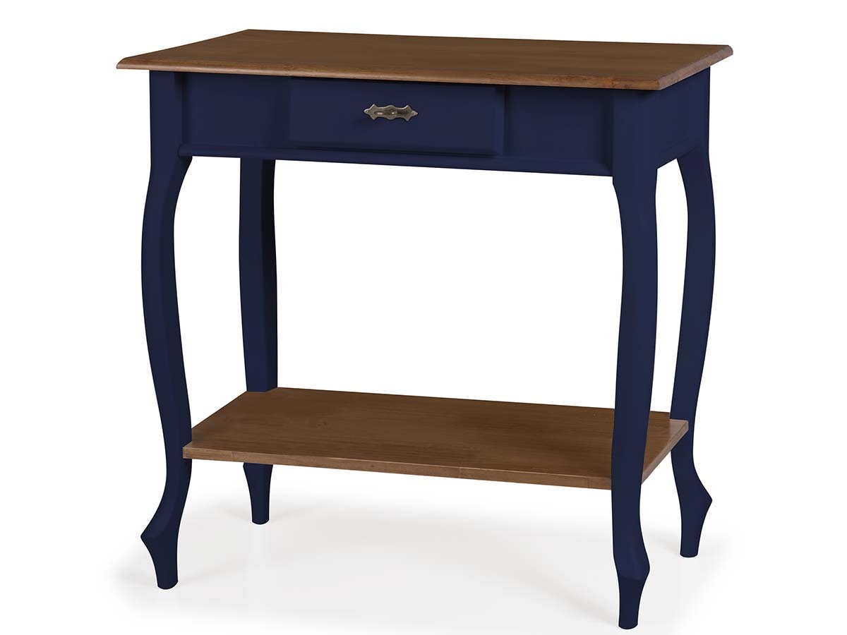 Aparador Linz Pés Luis XV e Prateleira 76 x 80 x 35 cm (A x L x P) - Cor Azul Petróleo - Imbuia Glazer