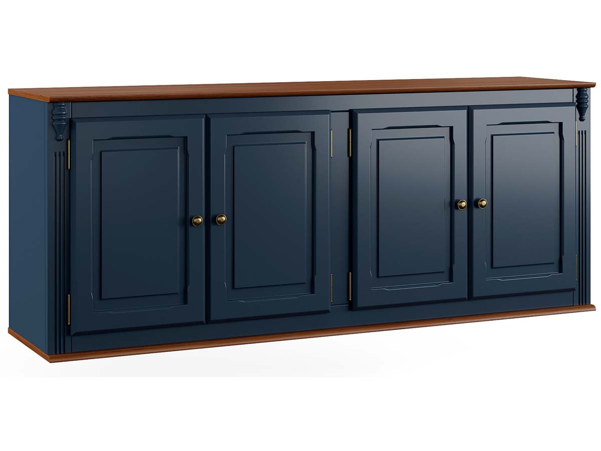 Armário Aéreo Hanover 4 Portas 65 x 160 x 40 cm (A x L x P) - Cor Azul Petróleo - Imbuia Glazer 