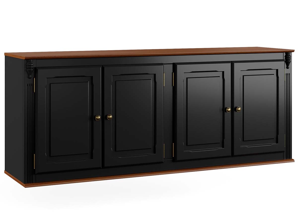 Armário Aéreo Hanover 4 Portas 65 x 160 x 40 cm (A x L x P) - Cor Preto - Imbuia Glazer 