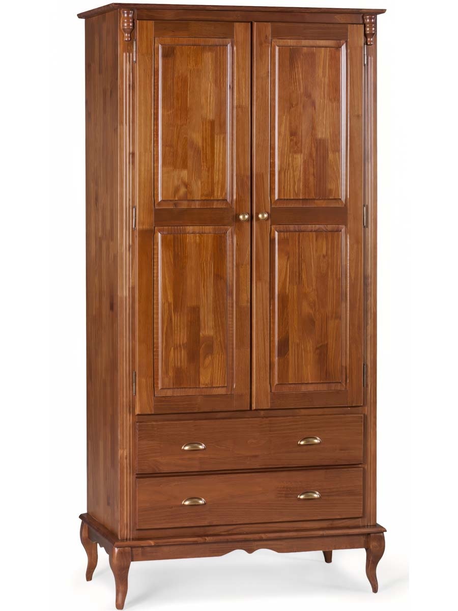 Roupeiro Linz 02 Portas 02 Gavetas 205 x 100 x 50 cm (A x L x P) - Cor Imbuia Glazer