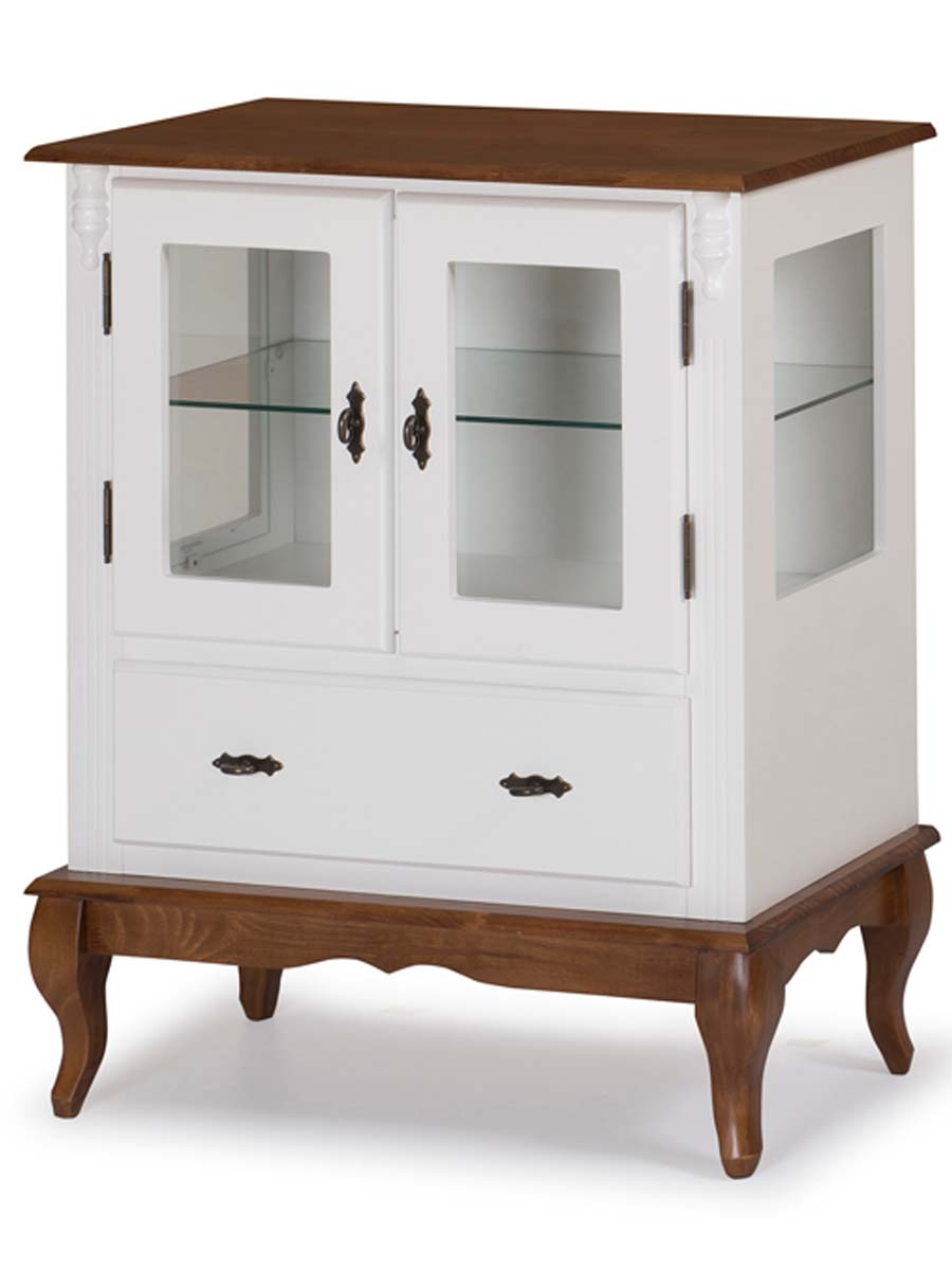 Cristaleira Baixa Linz 2 Portas 96 x 80 x 40 cm (A x L x P) - Cor Imbuia Glazer - Branco