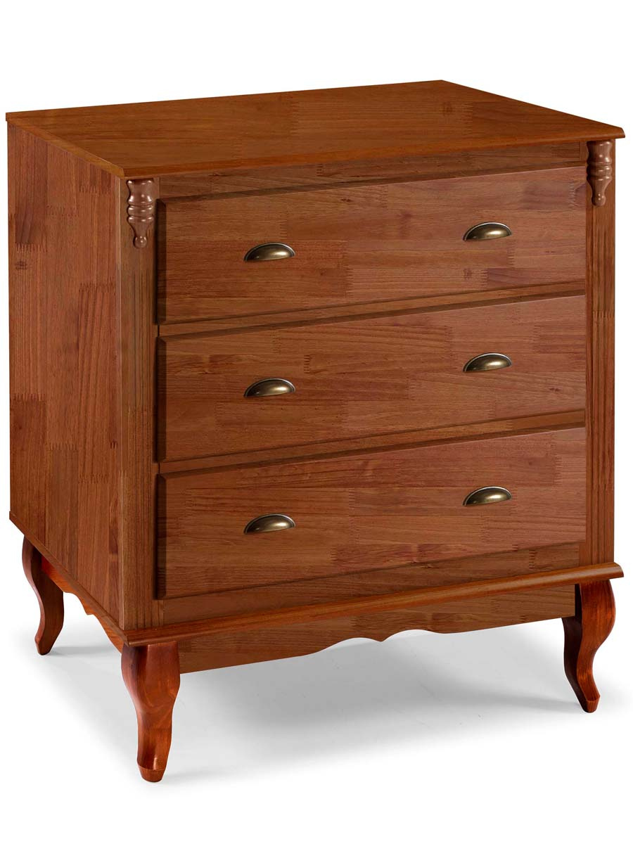 Balcão Linz 3 Gavetas Com Pés Luis XV 95 x 60 x 53 cm (A x L x P) - Cor Imbuia Glazer 