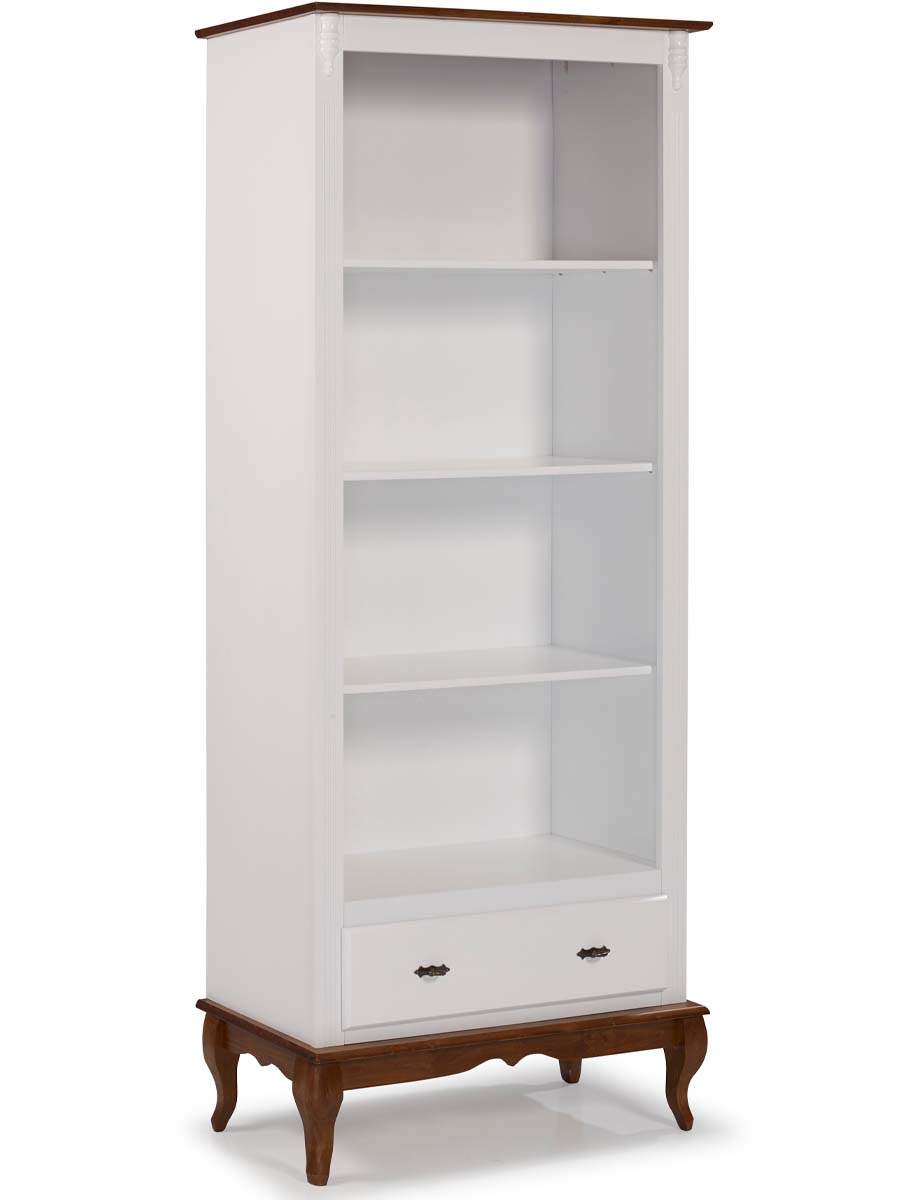 Estante Linz Pés Luis XV 205 x 90 x 40 cm (A x L x P) - Cor Branco - Imbuia Glazer 