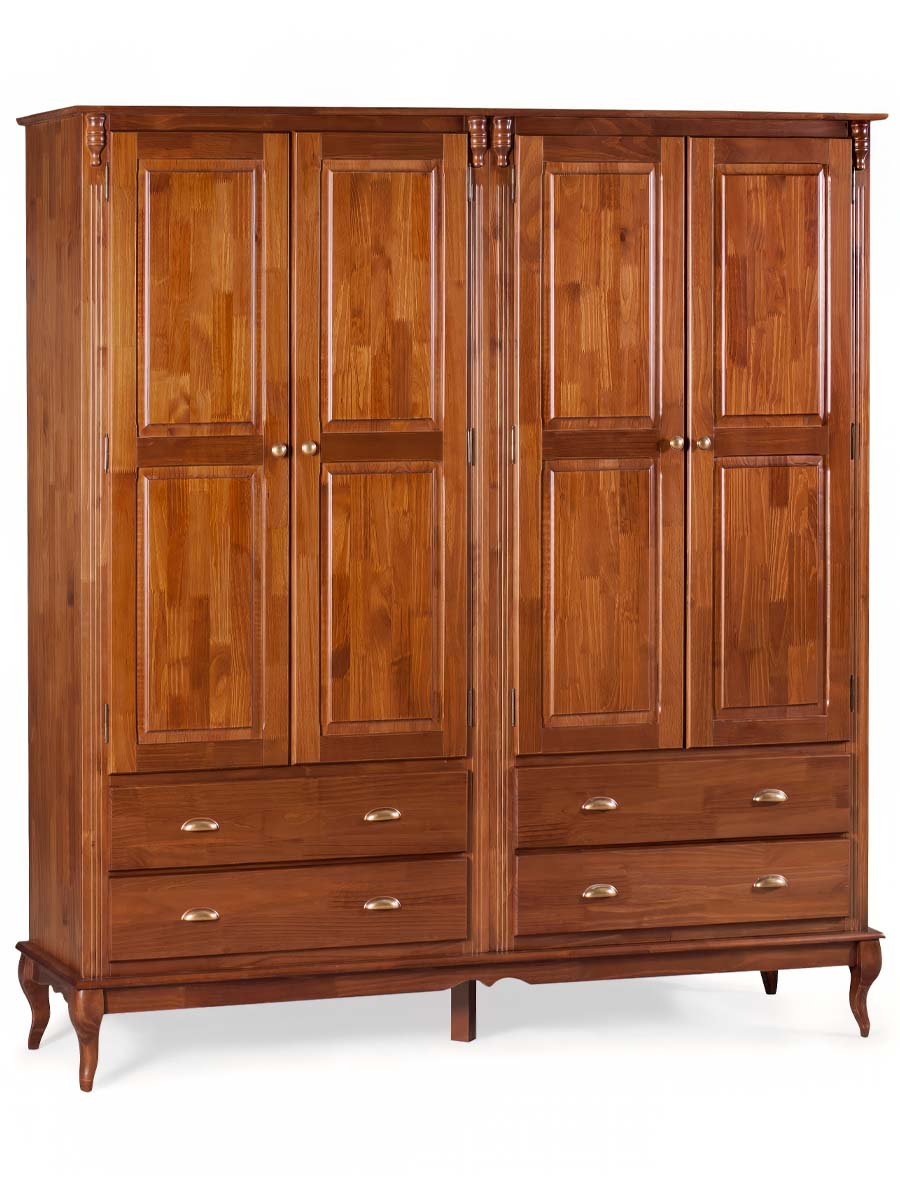 Roupeiro Linz 04 Portas 04 Gavetas 205 x 195 x 50 cm (A x L x P) - Cor Imbuia Glazer