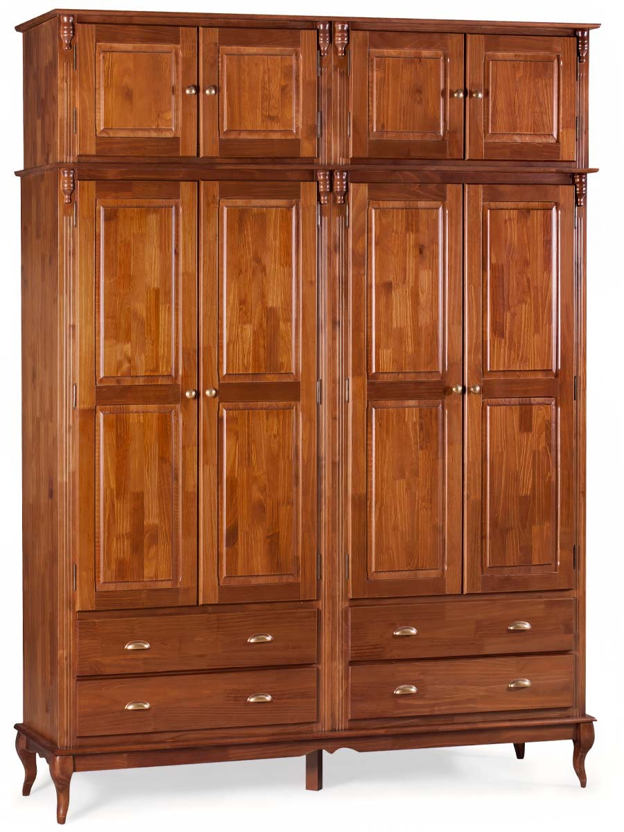 Roupeiro Linz 04 Portas 04 Gavetas Com Maleiro 252 x 195 x 50 cm (A x L x P) - Cor Imbuia Glazer