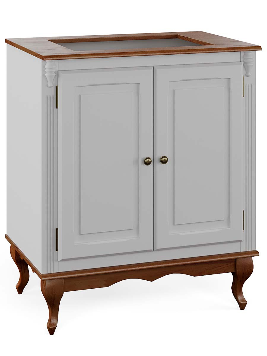Balcão Para Cooktop 4 Bocas 2 Portas Prateleira Interna Pés Luis XV Hanover 95 x 80 x 53 cm (A x L x P) - Cor Branco - Imbuia Glazer