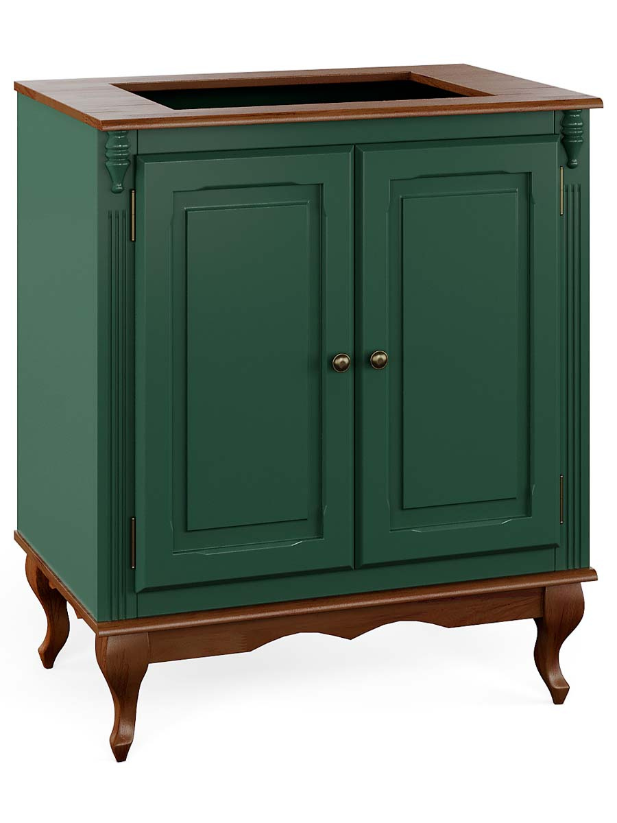 Balcão Para Cooktop 4 Bocas 2 Portas Prateleira Interna Pés Luis XV Hanover 95 x 80 x 53 cm (A x L x P) - Cor Verde Musgo - Imbuia Glazer