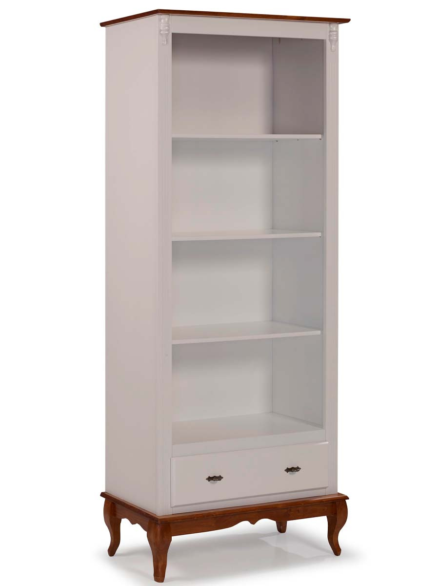 Estante Linz Pés Luis XV 205 x 90 x 40 cm (A x L x P) - Cor Offwhite - Imbuia Glazer 