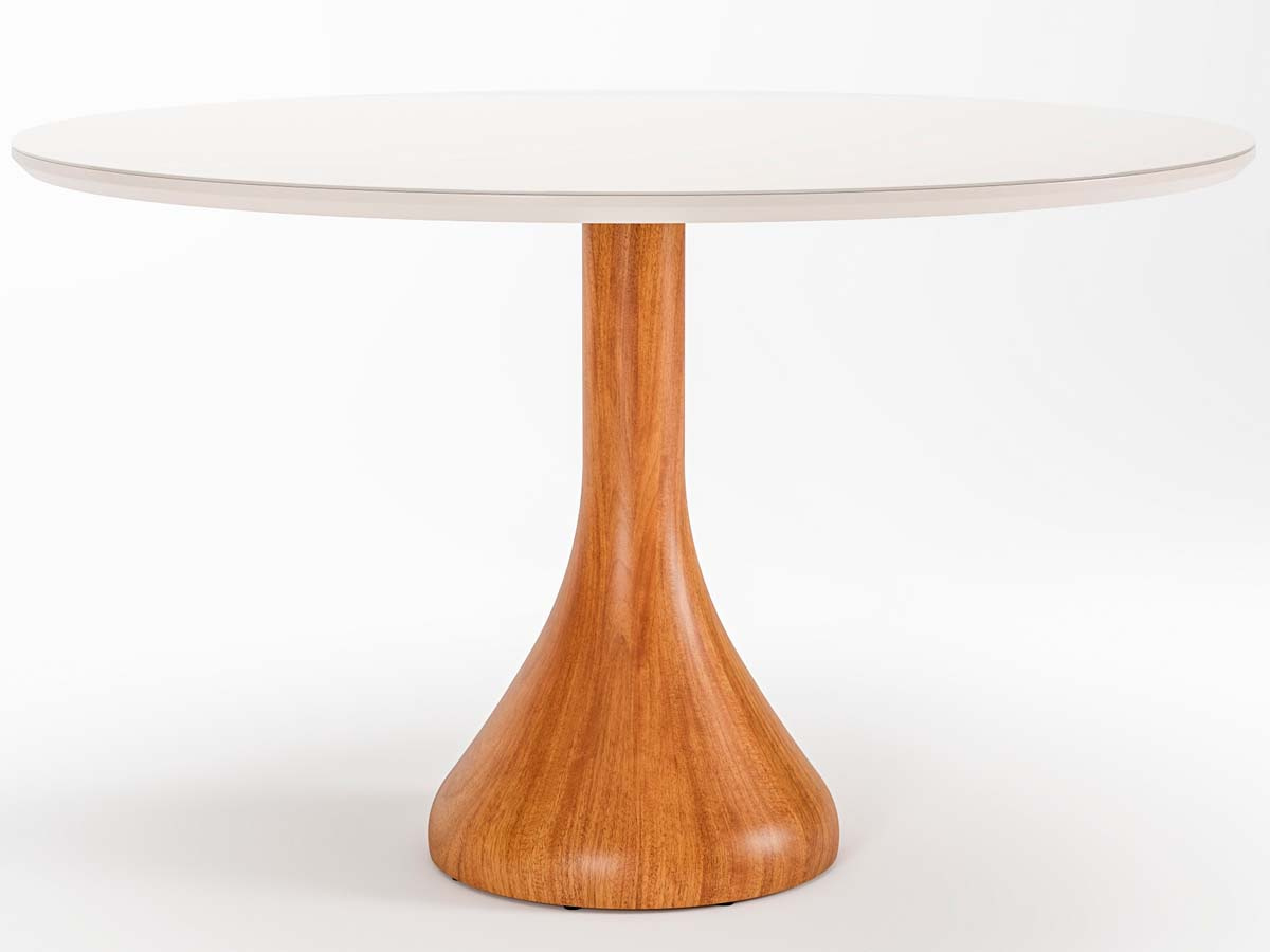 Mesa Dubai Redonda 4 Lugares Tampo Com Vidro 100 x 100 x 79 cm (C x L x A) - Cor Offwhite/Champagne