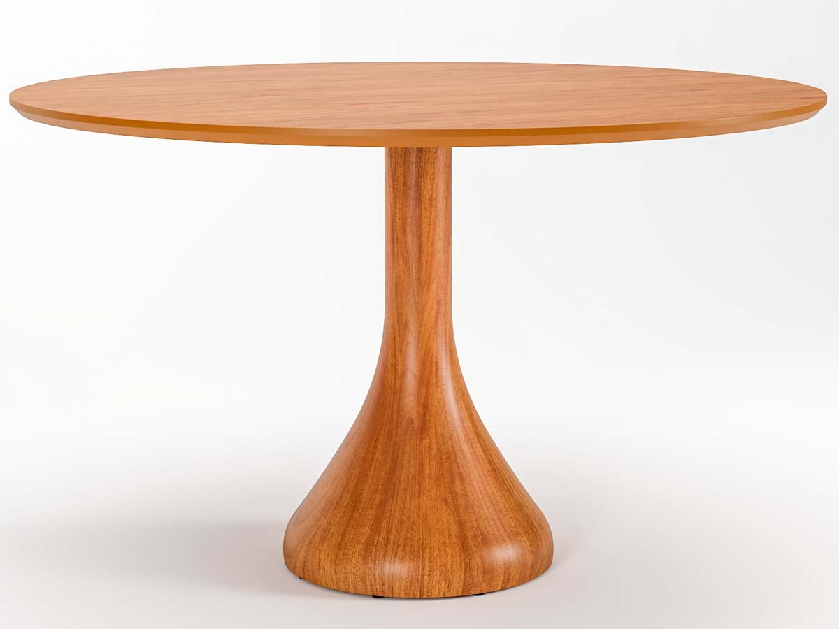 Mesa Redonda Dubai Tampo Com Lâmina Natural 140 x 140 x 79 cm (C x L x A) - Cor Champagne