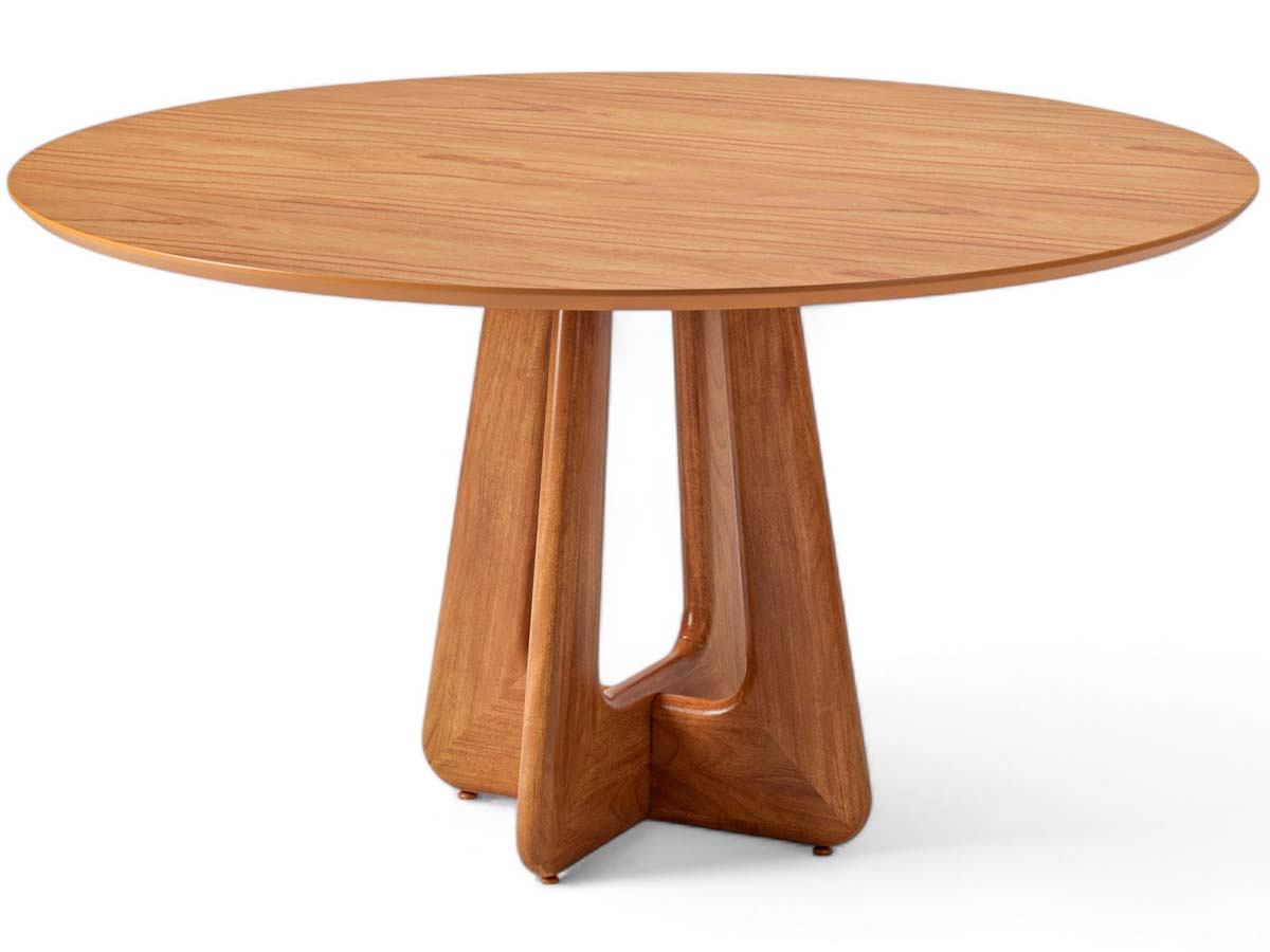 Mesa Redonda Macan Tampo Com Lâmina Natural 140 x 140 x 79 cm (C x L x A) - Cor Champagne