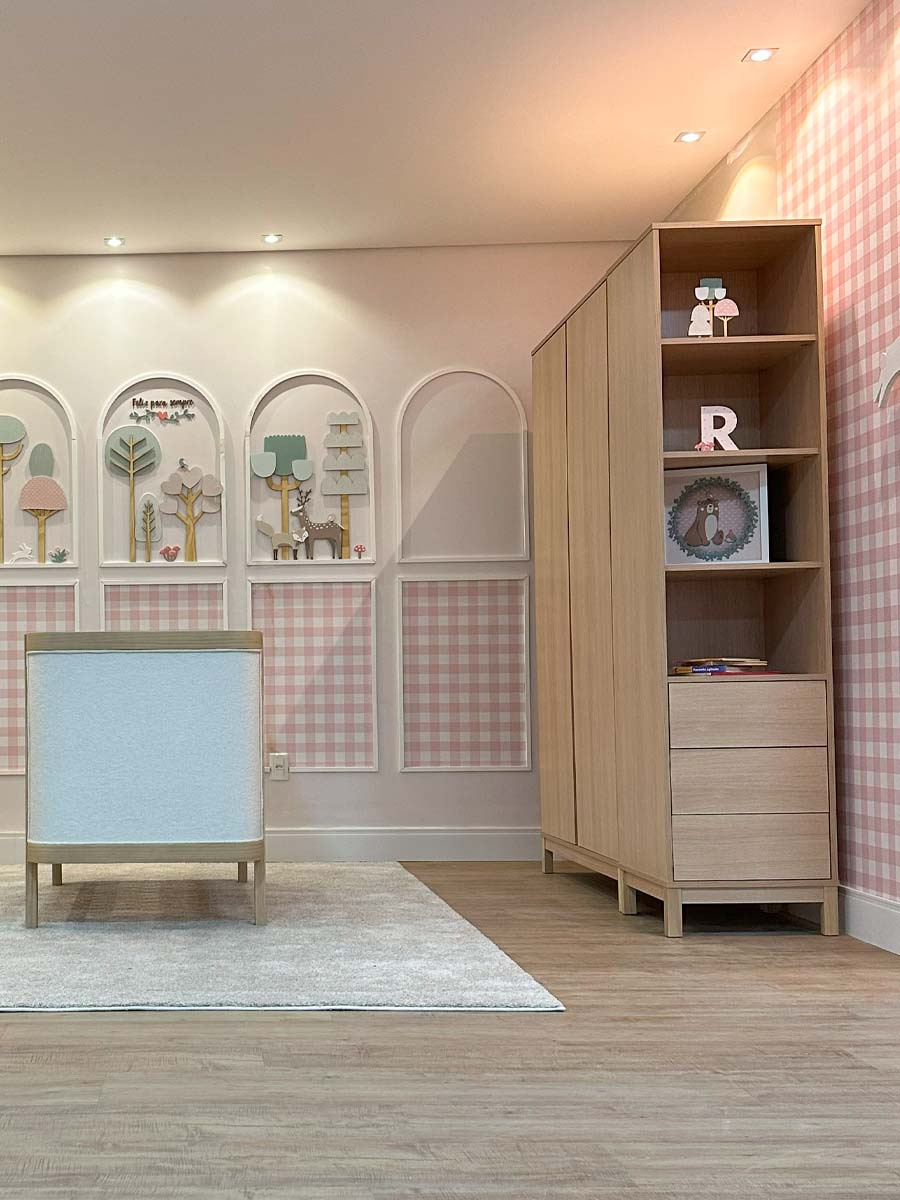 Torre 3 Gavetas 3 Prateleiras Linha Soley 220 x 52 x 52  cm (A x L x P) - Cor Carvalho Malva