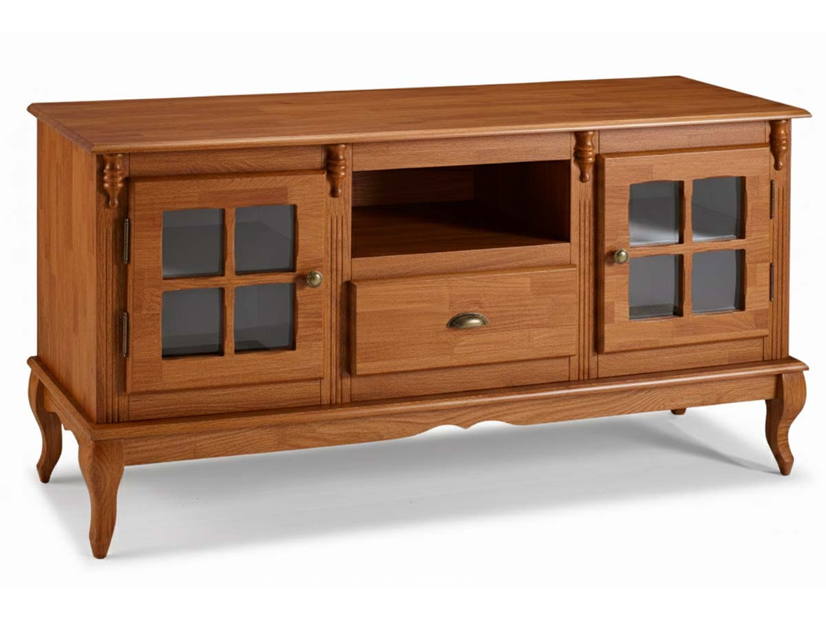 Rack Hanover 2 Portas 1 Gaveta Pés Luis XV 75 x 150 x 40 (A x L x P) - Cor Imbuia Glazer