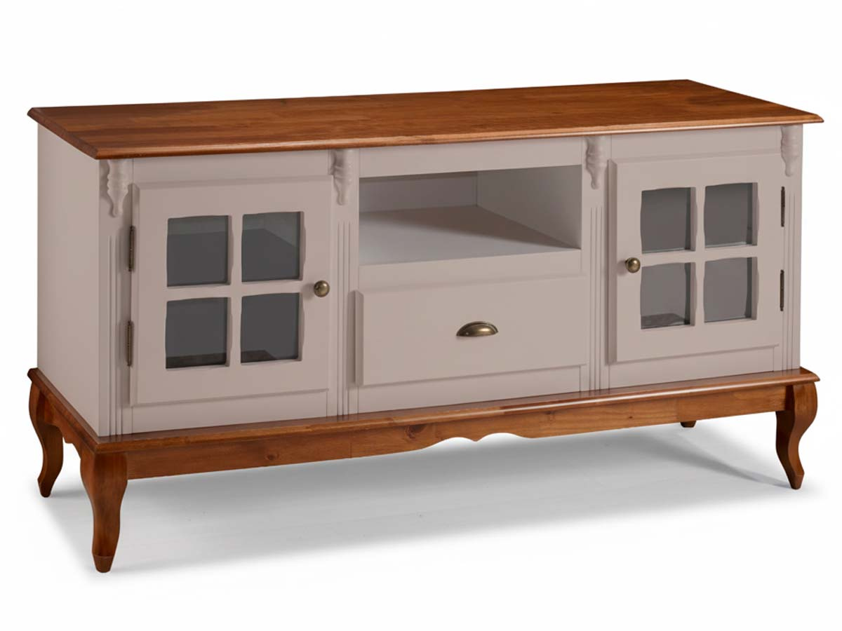 Rack Hanover 2 Portas 1 Gaveta Pés Luis XV 75 x 150 x 40 (A x L x P) - Cor Offwhite - Imbuia Glazer