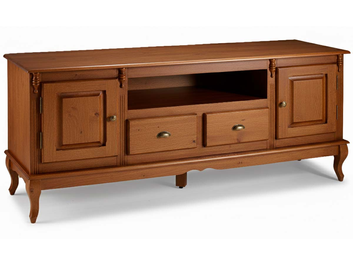 Rack Hanover 2 Portas 2 Gavetas + Nicho Pés Luis XV 75 x 195 x 40 cm (A x L x P) - Cor Imbuia Glazer