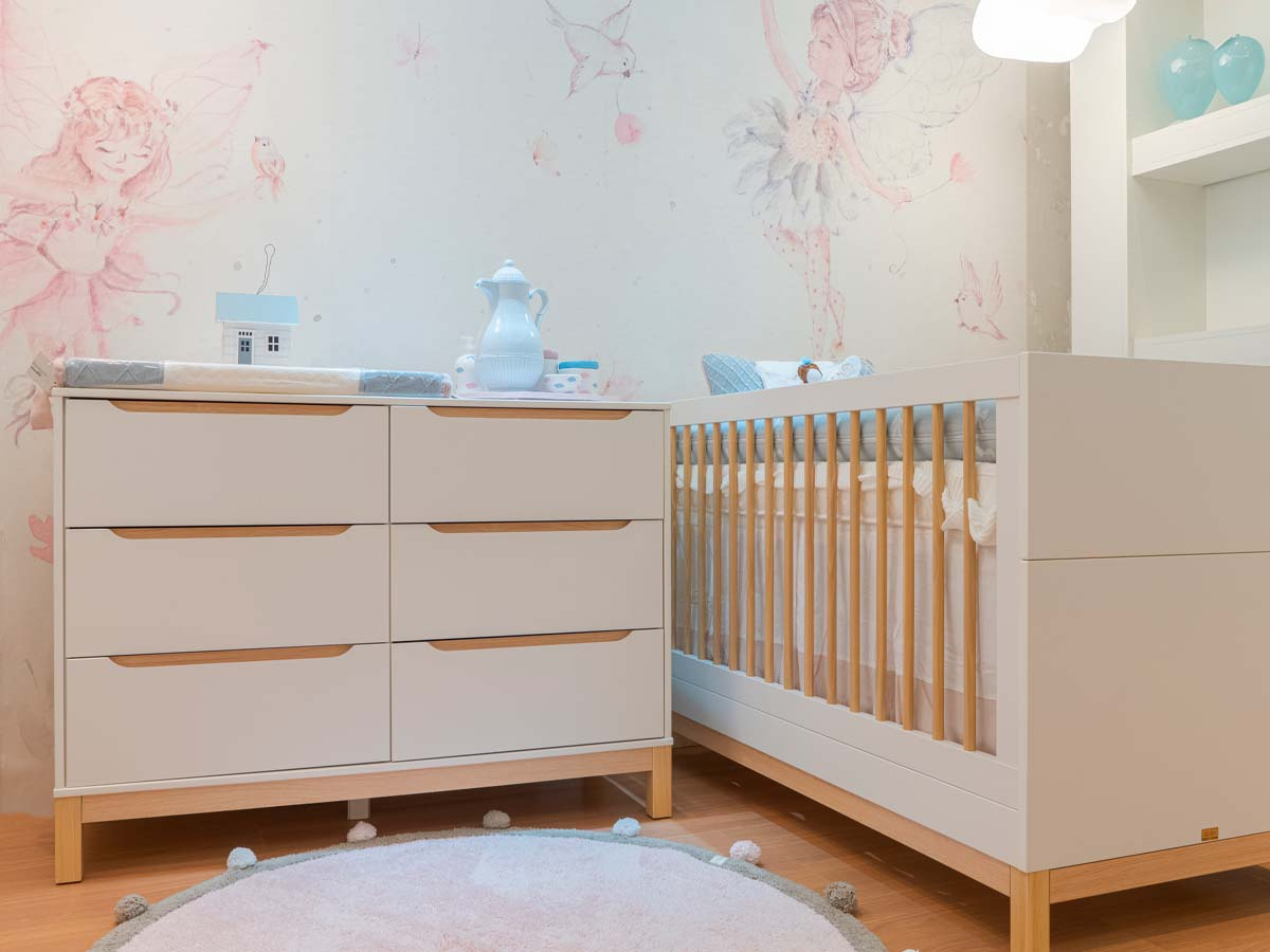 Cômoda 6 Gavetas Linha Cozy 87 x 118 x 45  cm (A x L x P) - Cor Branco Com Carvalho