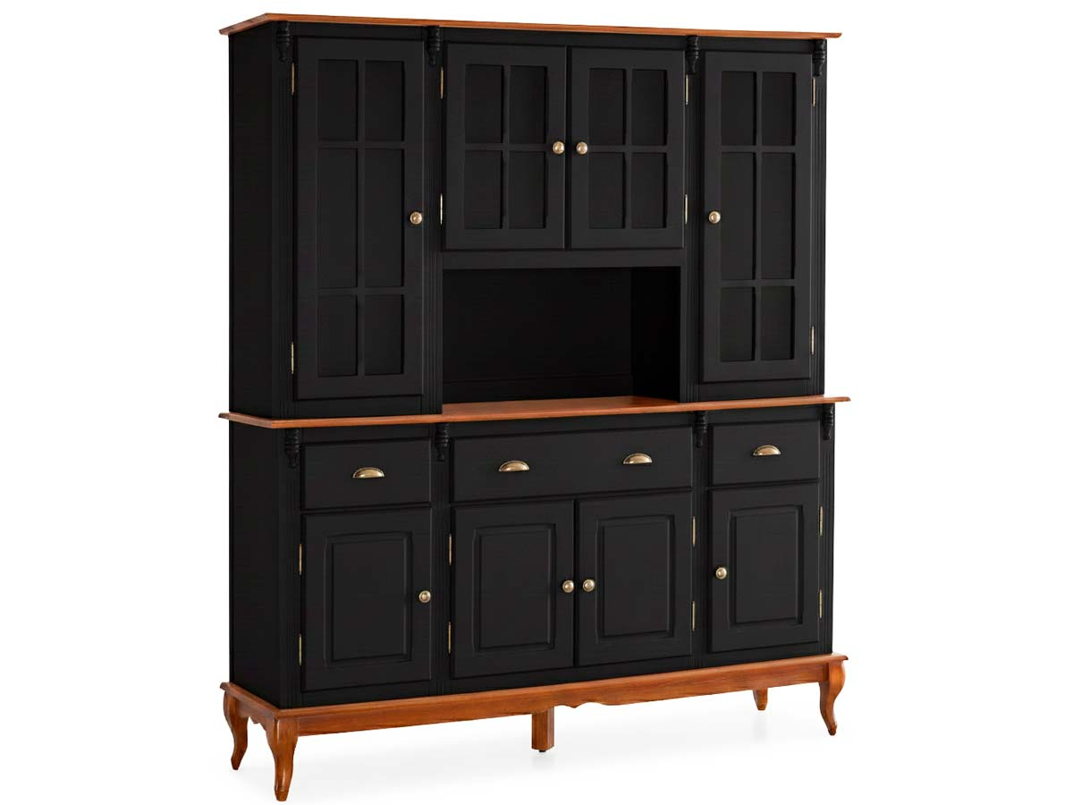 Arca Oratório Hanover 4 Portas Pés Luis XV 205 x 175 x 45 cm (A x L x P) - Cor Preto - Imbuia Glazer
