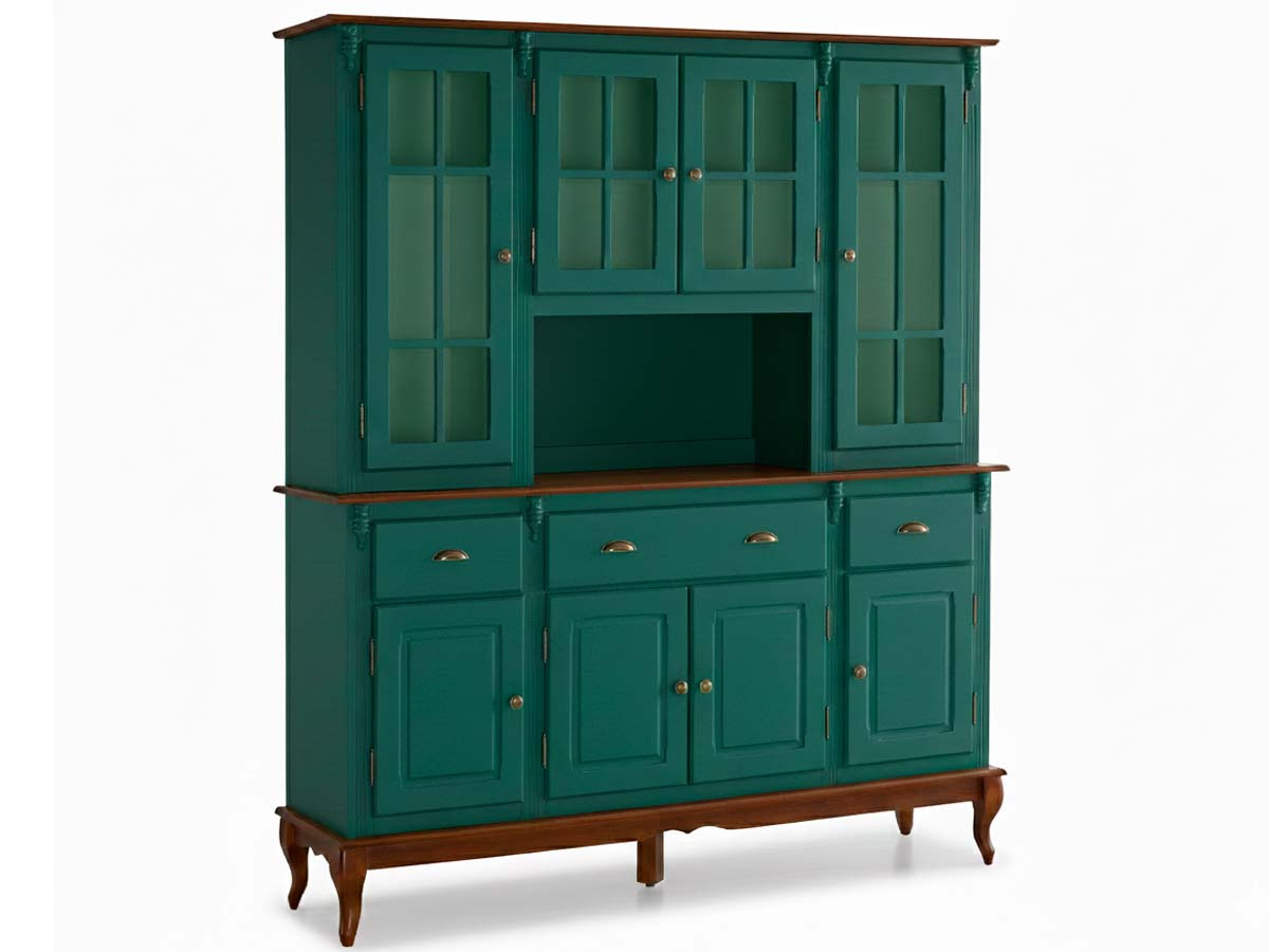 Arca Oratório Hanover 4 Portas Pés Luis XV 205 x 175 x 45 cm (A x L x P) - Cor Verde Musgo - Imbuia Glazer