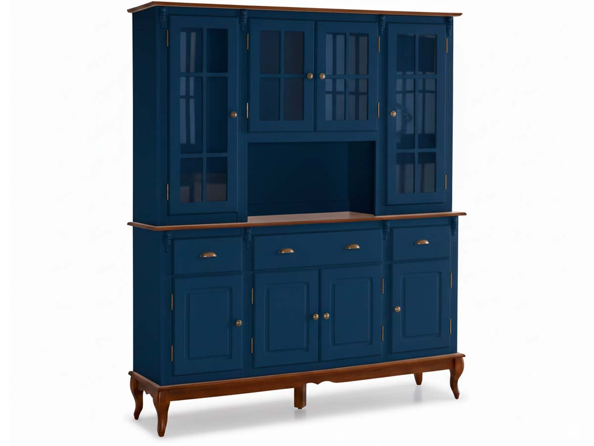 Arca Oratório Hanover 4 Portas Pés Luis XV 205 x 175 x 45 cm (A x L x P) - Cor Azul Petróleo - Imbuia Glazer