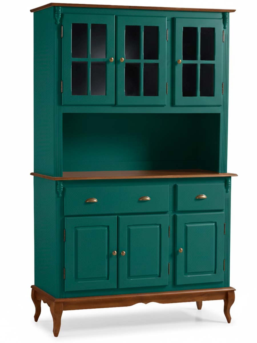 Arca Oratório Hanover 3 portas + Nicho 205 x 132 x 45 cm (A x L x P) - Cor Verde Musgo - Imbuia Glazer
