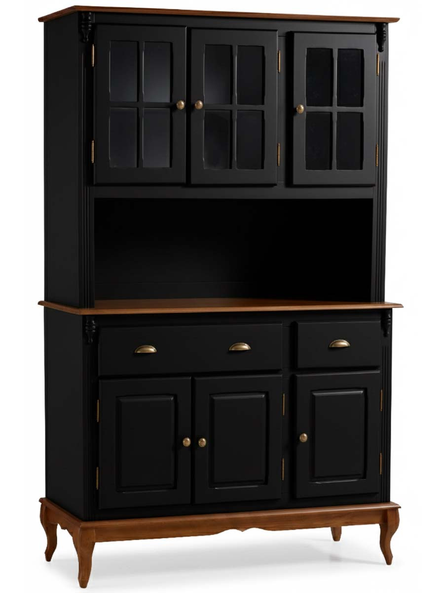 Arca Oratório Hanover 3 portas + Nicho 205 x 132 x 45 cm (A x L x P) - Cor Preto - Imbuia Glazer